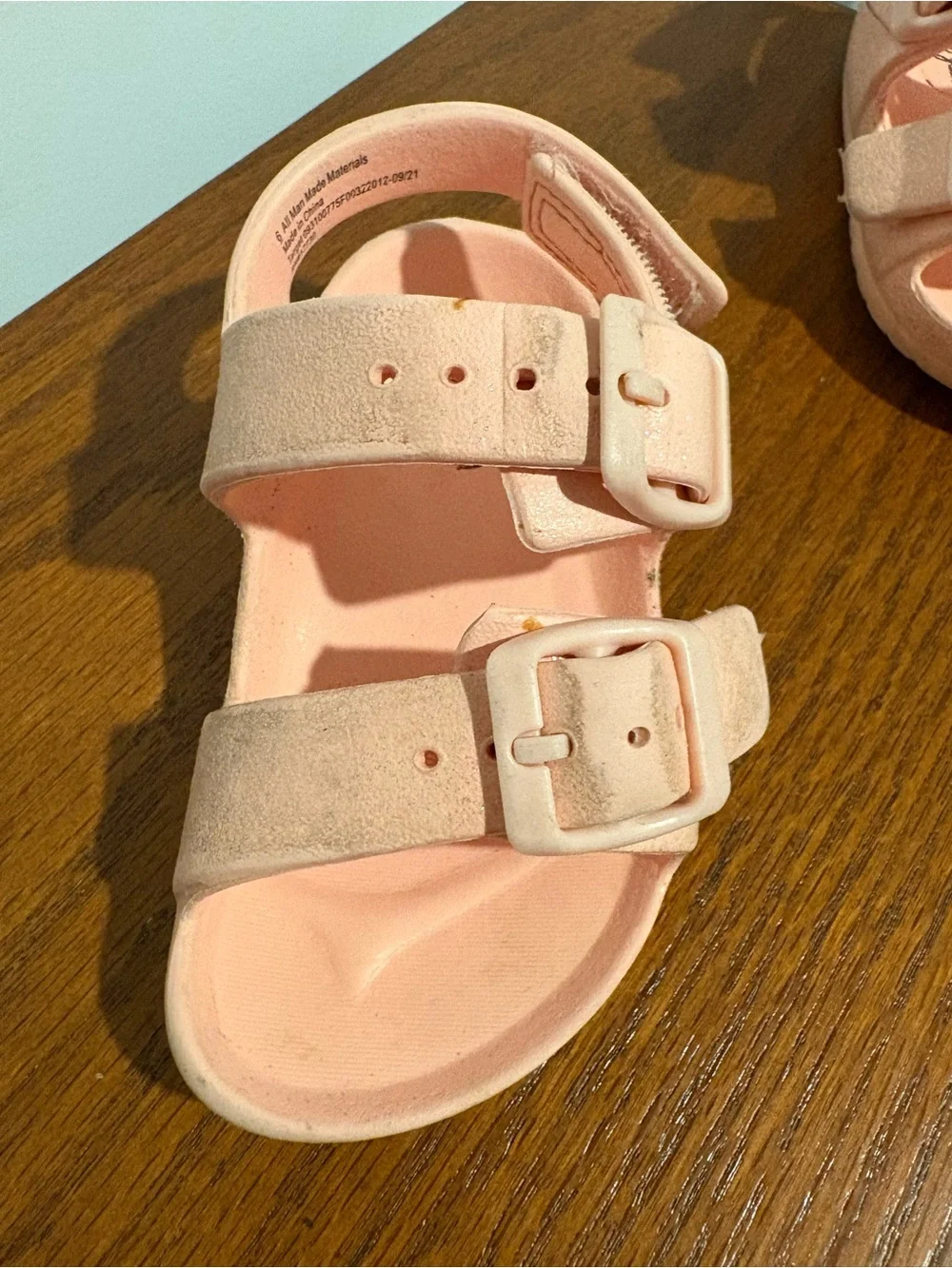 Cat & Jack Light Pink Glitter Double-Buckle Sandals for Kids